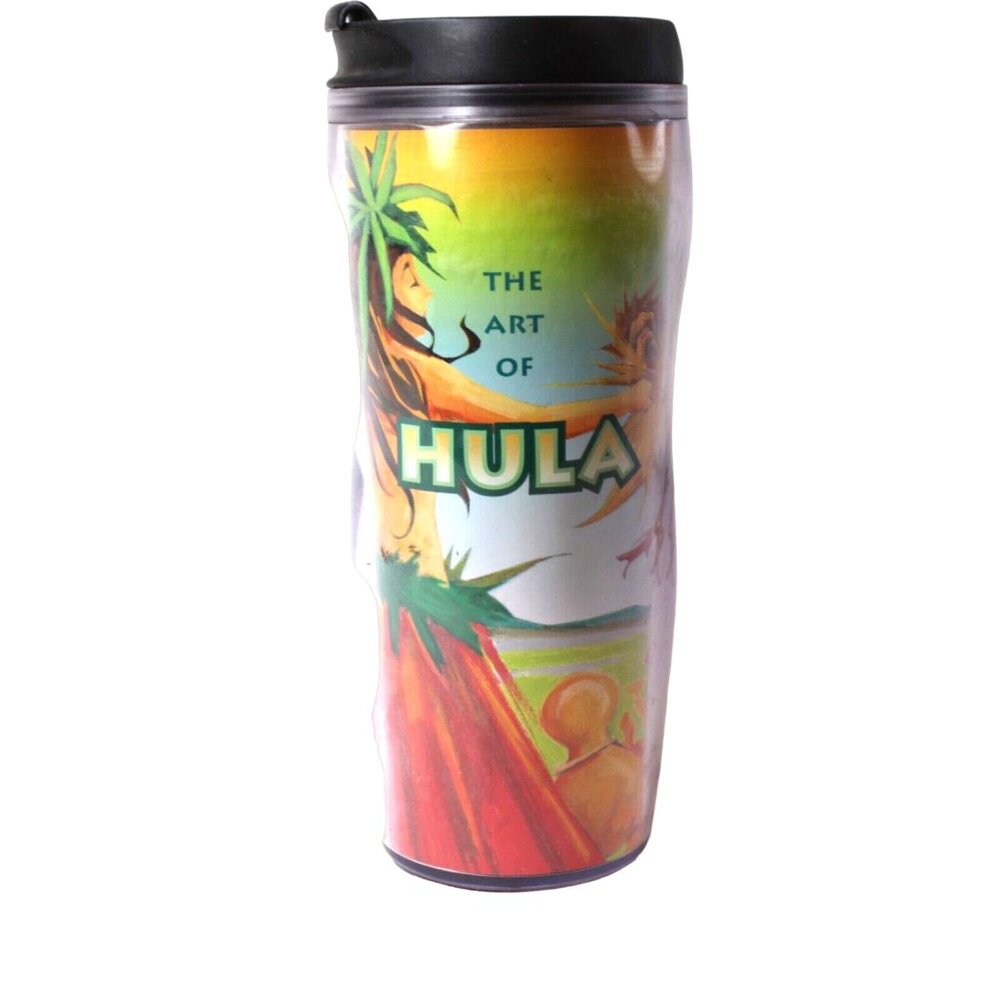 VTG Starbucks The Art of Hula 2004 Travel Mug Tumbler 16 oz Hawaii Flip Lid Tiki